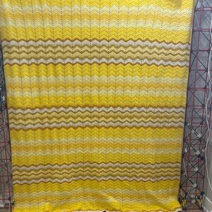 Vintage Yellow Chevron Crochet Blanket